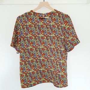 Vintage Kathy Che Colorblock Blouse Funky Women S